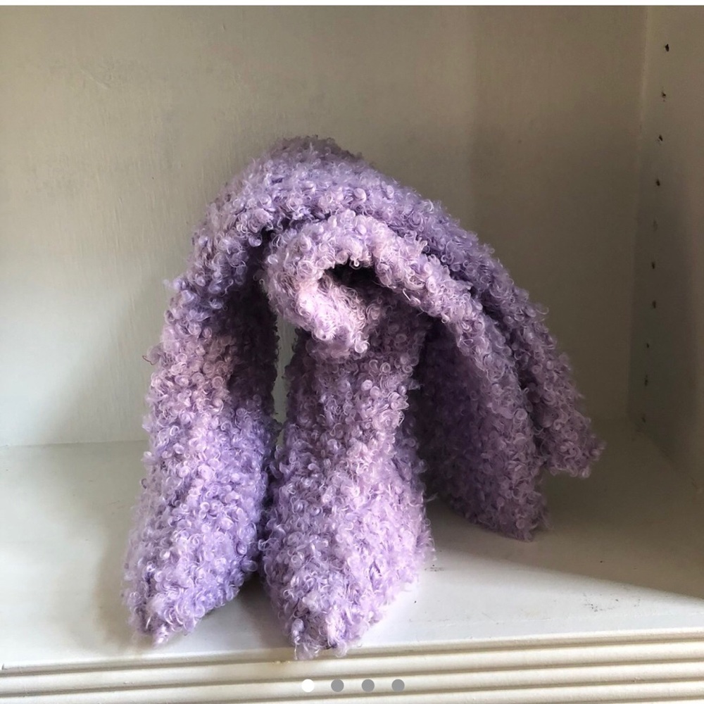 Jeffrey Campbell purple shearling knee-high boots